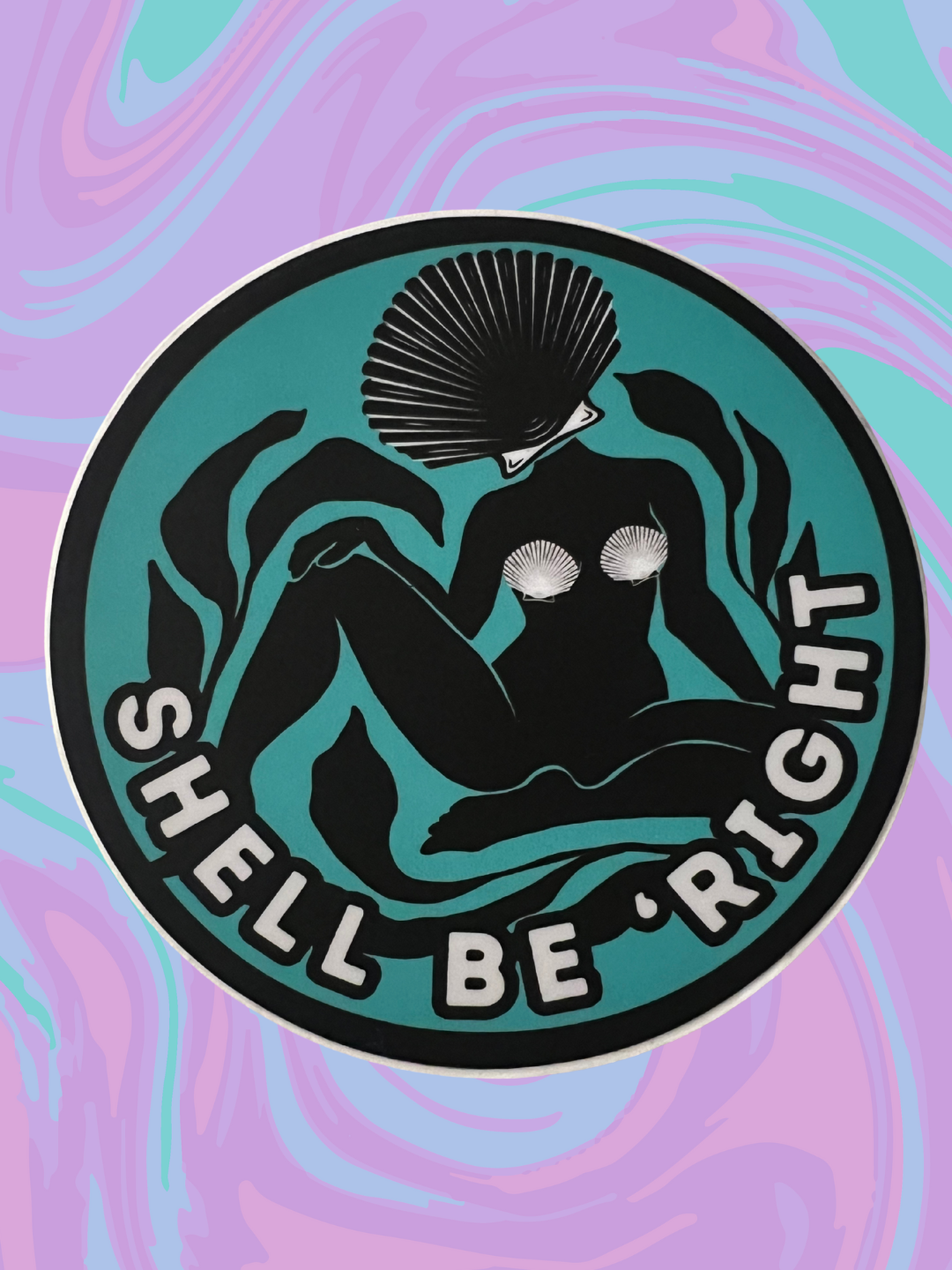 Shell Be Right Sticker – Blue or Beige